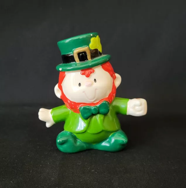 Vintage Enesco St Patrick's Day Mini 3.5" Lucky Leprechaun Ceramic Coin Bank