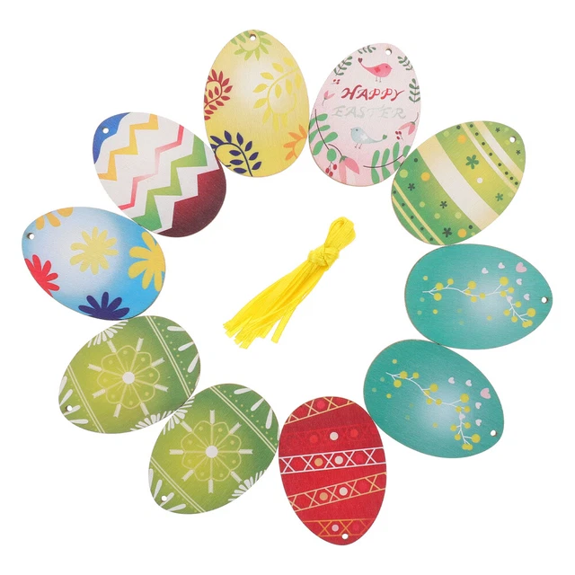10 pezzi uovo a tema pasqua legno ciondolo casa appendere decorazione legno artigianato