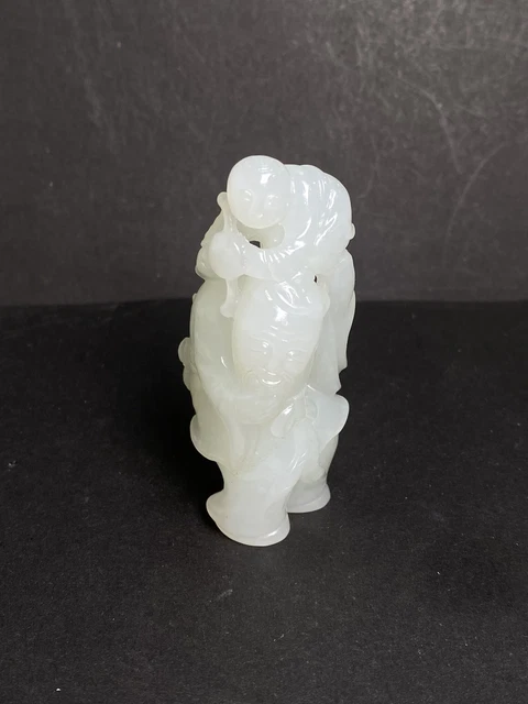 Chinese Exquisite Handmade Figures carving Hetian Jade Statue
