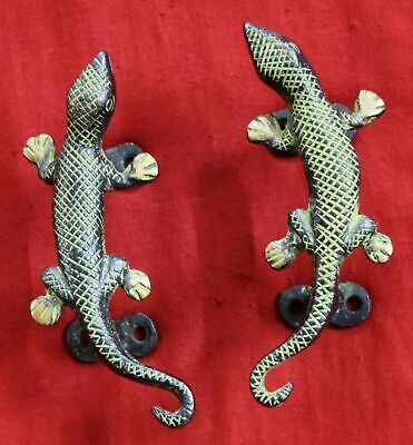 Brass Lizard Almirah Dresser Pull Common House Gecko Art Door Handles Pair HK134
