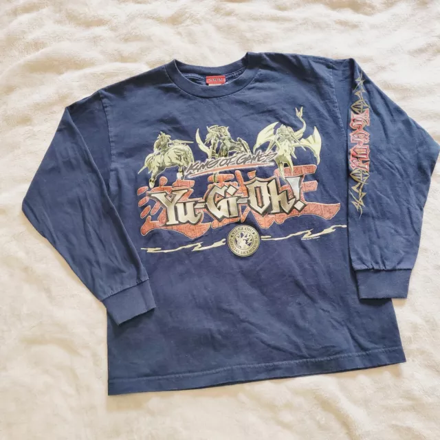 Vintage Yugioh Long Sleeve Shirt Youth Size XL 1996 King Of Games Blue EUC