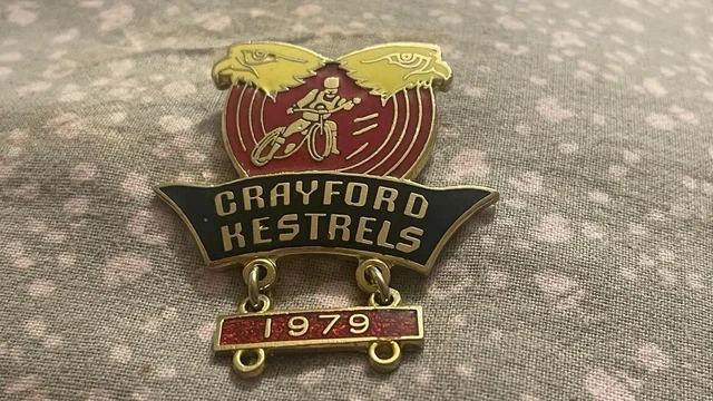 Insigne Broche Vintage Crayford Kestrels / Highwaymen – Speedway 1969 – émail