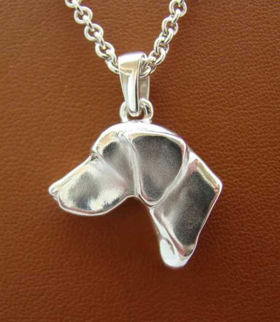 Large Sterling Silver German Shorthaired Pointer Large Head Study Pendant