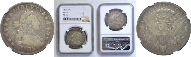 1802 Bust Half Dollar NGC VF-25 O-101