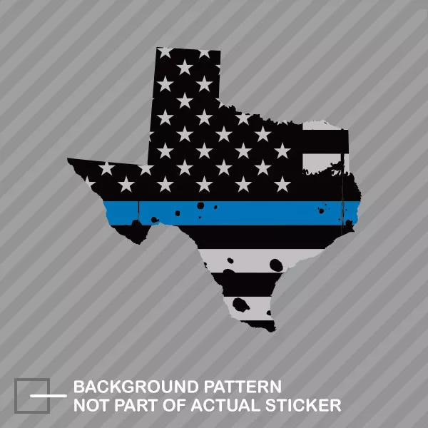 Distressed Texas State Shaped Subdued US Flag Thin Blue Line Sticker police TX