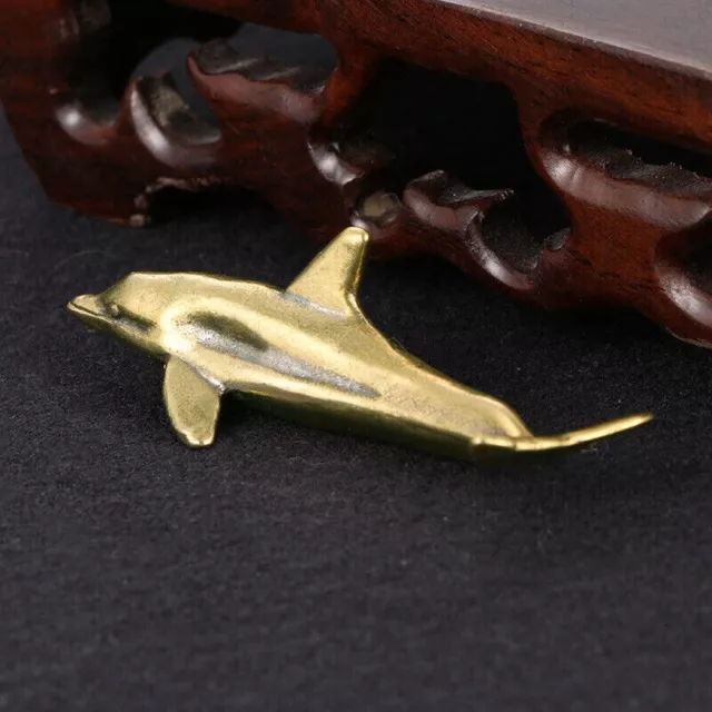 Solid Brass Dolphin Figurine Small Statue Home Ornament Figurines Collectibles 3