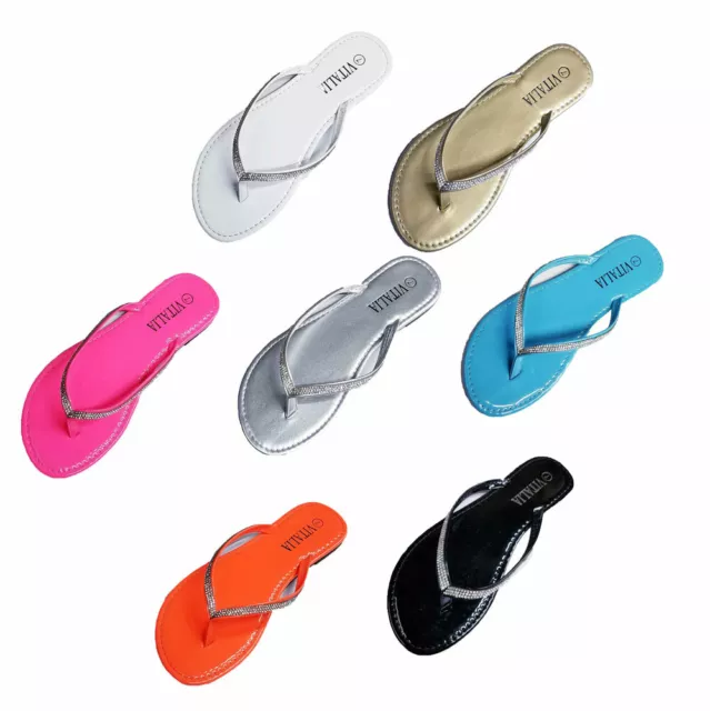 Women Summer Casual Thong Flat Flip Flops Sandals Beach Slipper Rhinestones