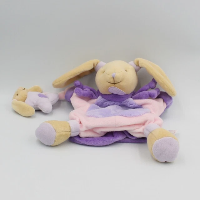 Doudou et Compagnie plat marionnette lapin mauve rose - 27275