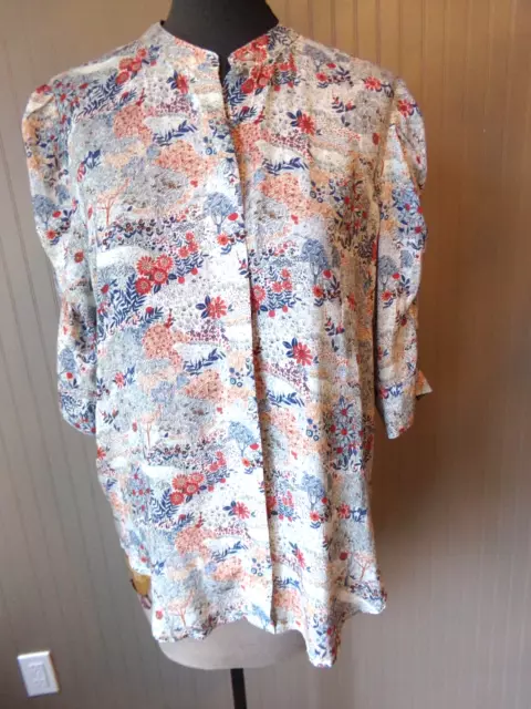 JOHNNY WAS JADE Floral Print Blouse Top Size Medium