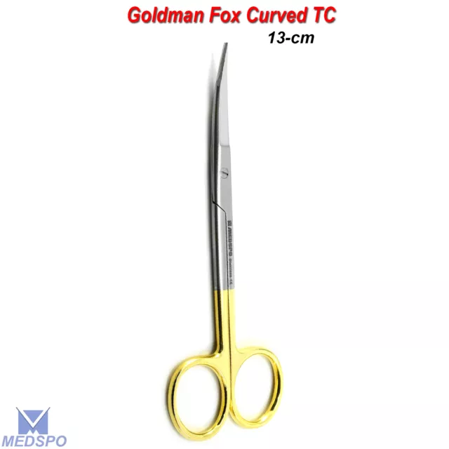 Goldman Fox Scissors Curved TC 13-cm Dental Surgical Micro Shears Gold Handle CE