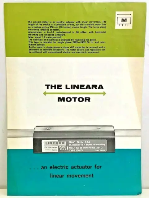 Vintage Advertising Brochure Lineara Motor Actuator Hird Brown Ltd Bolton