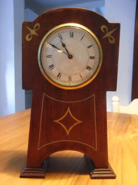 Unusual Antique Mahogany Mantle Clock