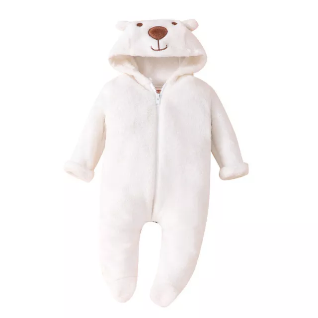 Infant Baby Boys Girls Teddy Bear Plush Cozy Romper Jumpsuit Sleepsuit Newborn