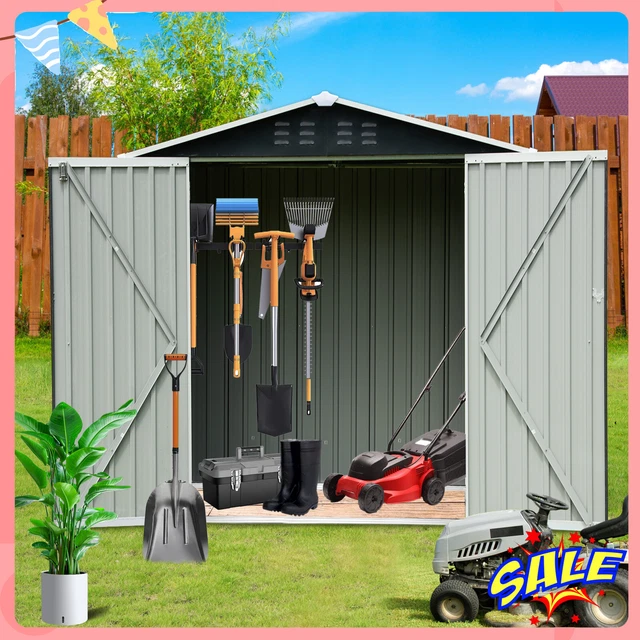 OUTDOOR METAL STORAGE Shed with /Lockable Doors Garden Tool Storage for