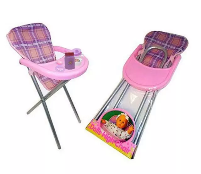 Baby Girls Pink Doll Pretend Play High Folding Chair Kids Feeding Toy Xmas New