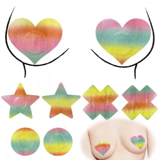 Womens Stickers Gift Covers Soft Nipple Gradient Pasties Beach Rainbow Fancy