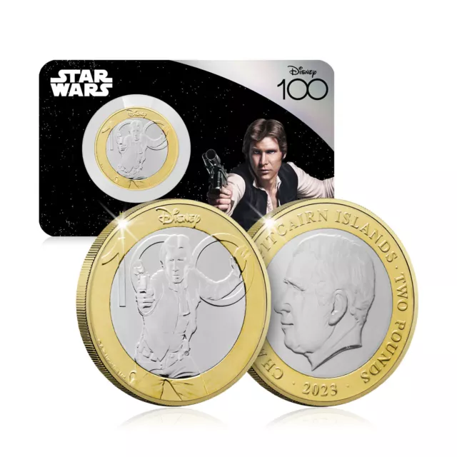 Disney 100th D100 Star Wars Han Solo £2 Brilliant Uncirculated Coin 2023