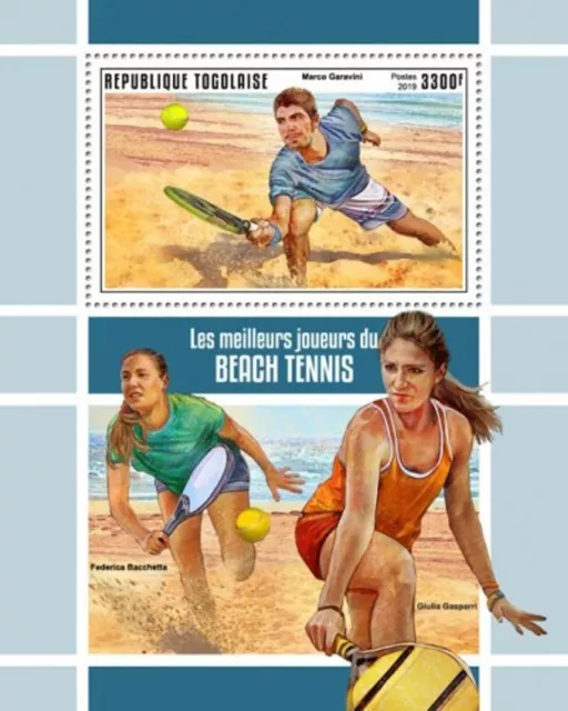 Togo - 2019 Strand Tennis Player - Briefmarke Souvenir Blatt - TG190143b