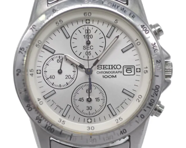 [Excellent] SEIKO Chronograph 100M White Dial 7T92-0DW0 Quartz Men's Watch