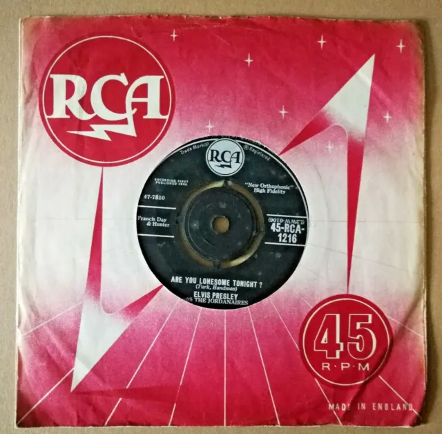 EX Elvis Presley  I Gotta Know/ Are you Lonesome Tonight 7" VINYL RCA 1216