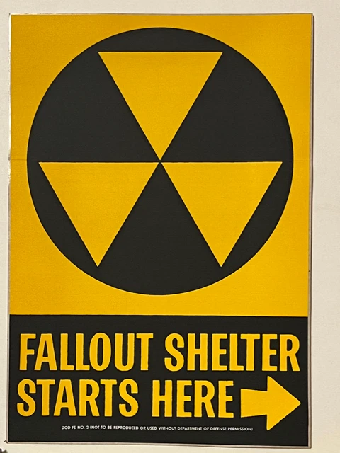 Civil Defense Fallout Shelter Sign Cold War Department of Defense DOD 7" x 10"