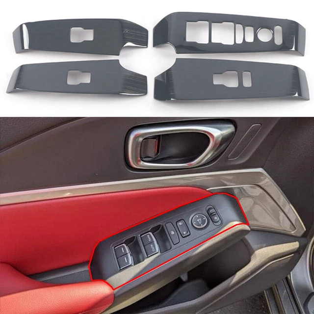 Steel Black Window Lift Panel Switch Cover Trim 4pcs For Acura Integra 2023-2024