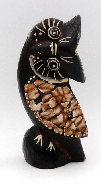Vintage, Chouette hibou de collection fait main en corne véritable sculptée