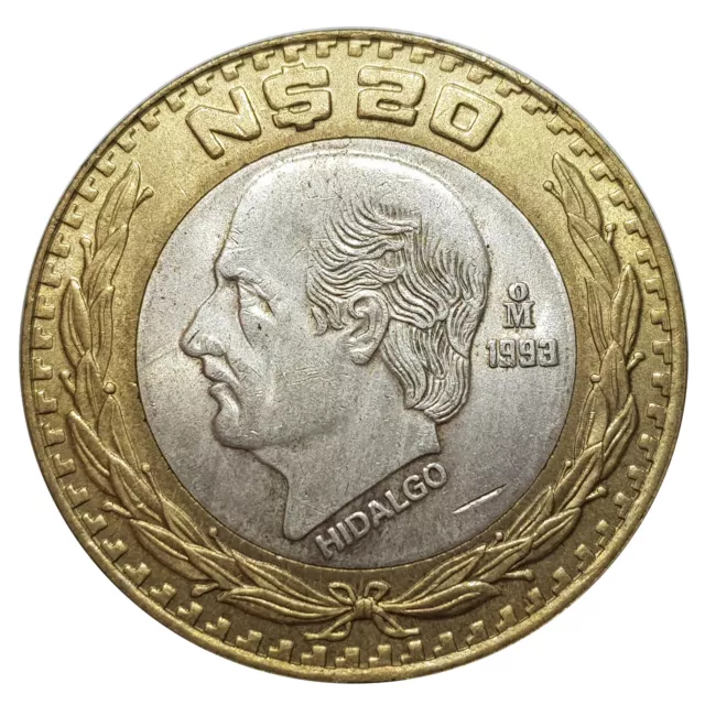 Mexico - 20 Nuevo Pesos Hidalgo .925 Silver Centre Silver Coin