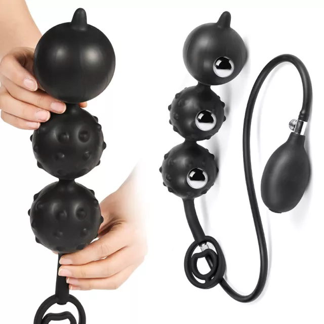 Inflatable-Anal-Plug-Male-Prostate-Massager-Dildo-Cock-Penis-Ring-Use Lubricants