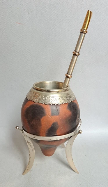 Paille à Thé Bombilla Pour Yerba Mate - Industria Argentine - Alpaga Argent 18 Carats