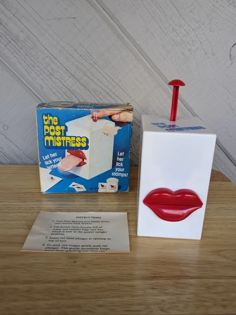 The Post Mistress Poynter 1979 Novelty Funny Gift Stamp Licker W Original Box