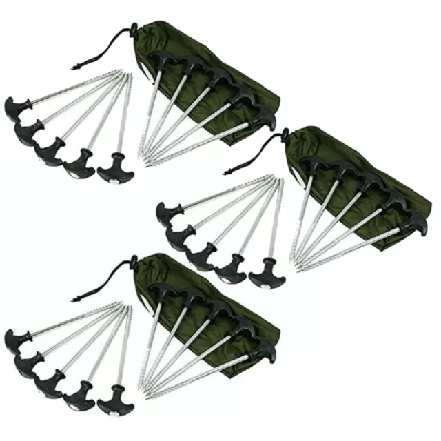 Set Deluxe Bivvy Pegs 30 Stück 21 cm + 3 Taschen Zeltheringe Bodenanker Erdnägel