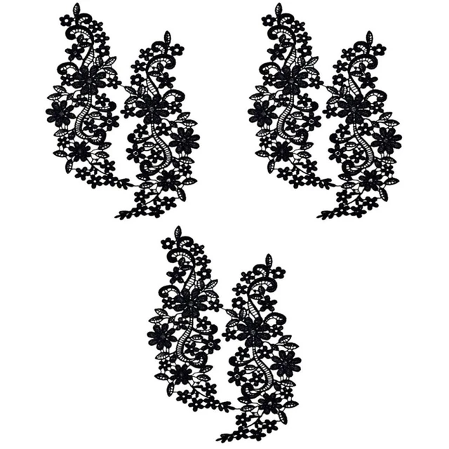 Pair Embroidered Flower Lace Trimming Edging Trim Sewing Craft White/Black
