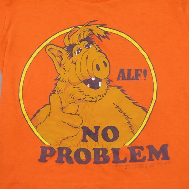 Vintage 80s ALF No Problem Kids XS 5-6 Orange Single Stitch T Shirt Made USA