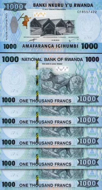 Rwanda 1000 Francs 2019, UNC, 5 Pcs LOT, Consecutive, P-43