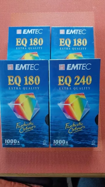 4 x EMTEC VHS Video-Cassette , Neu & OVP, 3xEQ180/1x EQ240