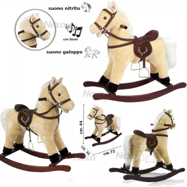 Cavallo a Dondolo Suoni Realistici Peluche Giochi Bambini Infanzia idea regalo