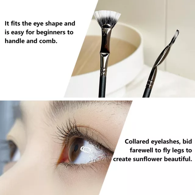 3pcs Double Layer Highlighter Professional Eyelash Brush No Shedding Fan Shape
