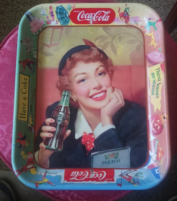 ANTIQUE COCA COLA ADVERTISING TRAY  "Have a Coke", "Thirst knows no season"