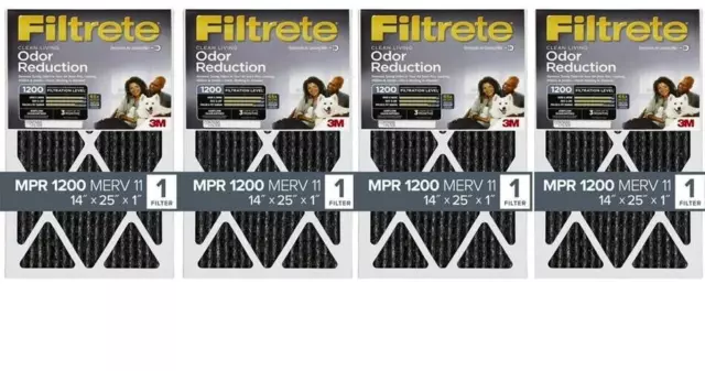 3M Filtrete 14'' W x 25'' H x 1'' D Carbon Pleated Air Filter 11-MERV (4-Pack)