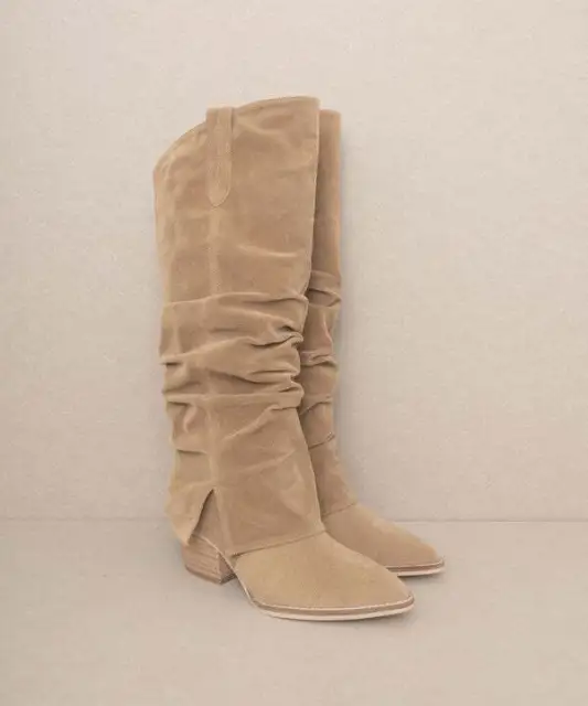 Thea Fold Over Slit Jean Boots| Scrunch Fold Over Tall Boots 3