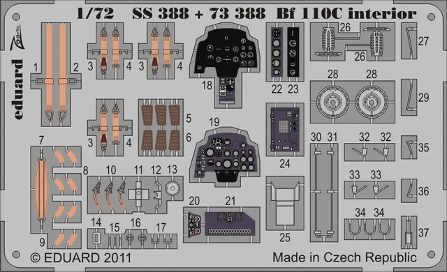 Eduard 1/72 #SS388 Zoom Photoetch set for Bf 110C interior S. A. Eduard 1/72 #SS388 Zoom Photoetch set for Bf 110C interior S. A.