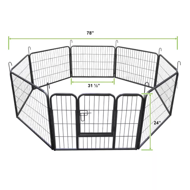 24 Inch 8 Panel Heavy Duty Metal Pet Dog Playpen Kennel Exercise Fence Cage 2