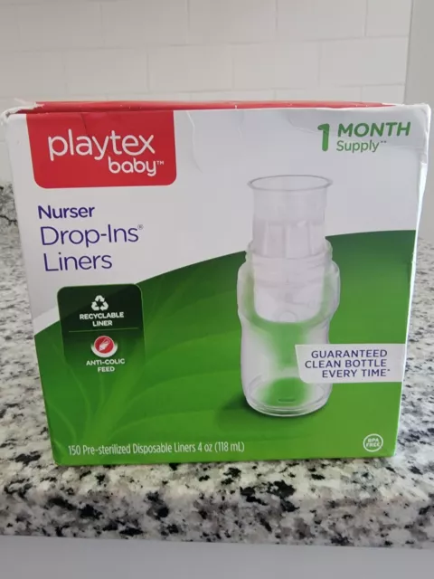 Playtex Baby Nurser Drop Ins Liners 150 Box 4oz OPEN BOX New 1 Month Supply