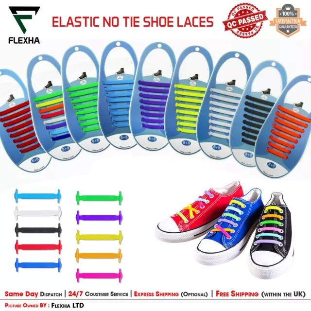 Silicone No Tie Elastic Rubber Shoelaces Sneakers Stretch Trainers Bootlaces UK