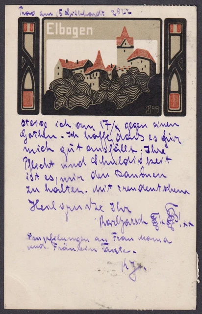 Gruss Aus IN Ceramica Art Nouveau Cartolina Artista Ak Litho Boemia Bohemia