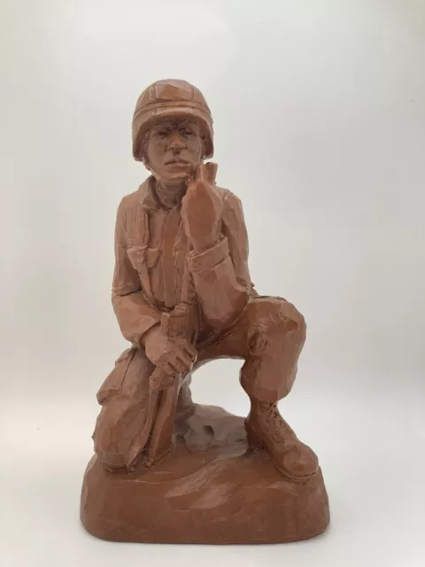Wetherbee Military Soldier Figurine Faux Wood Resin Statue Red Mill Mfg Vintage