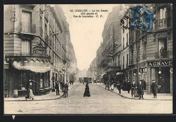 CPA Levallois, La rue Gravel, cotè gauche et Rue de Courcelles