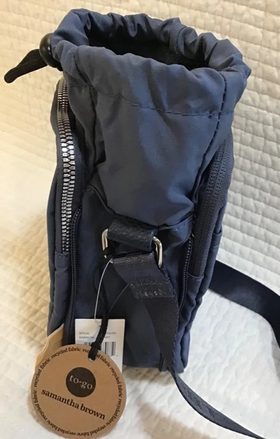 Samantha Brown To Go Nwt Crossbody & Water Bottle Holder Navy Blue 2