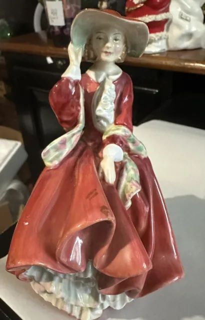 Royal Doulton England Figurine "Top O' The Hill" Lady Red Dress